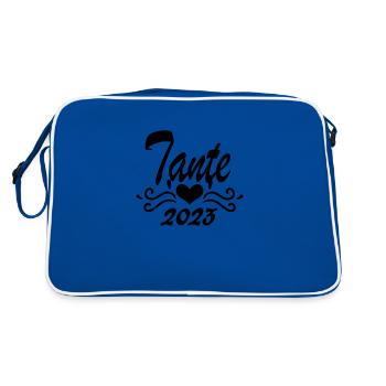 Tante 2023 - Tante werden - Tante Geschenk - Retro Tasche - Blau/Weiß - Hinten