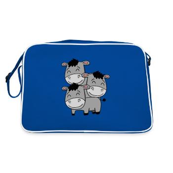 Niedliche Esel - Retro Tasche - Blau/Weiß - Hinten