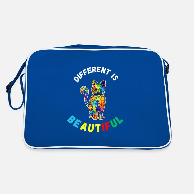 Support autism awareness colorful cat Retro Bag