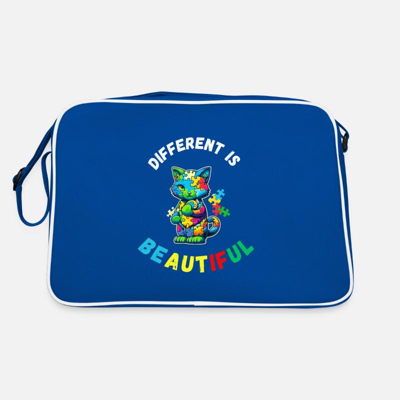 Support autism awareness colorful cat Retro Bag