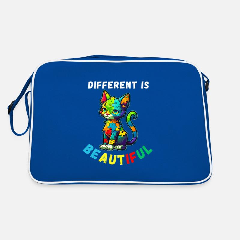 Support autism awareness colorful cat Retro Bag