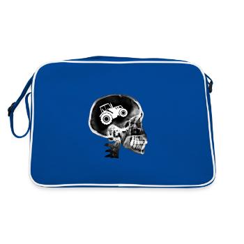 Tractor Hobby Humor Farmer Passion Gift - Retro Bag - blue/white - Back