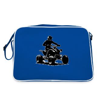 Quad Quadfahrer Umriss - Retro Tasche - Blau/Weiß - Hinten