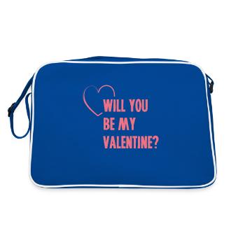 Valentinstags Geschenk / Will you be my Valentine? - Retro Tasche - Blau/Weiß - Hinten