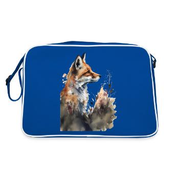 Fox Portrait Watercolors - Retro Bag - blue/white - Back