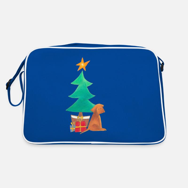 Weihnachtshund - Retro Tasche - Blau/Weiß
