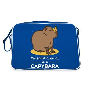 Mein Geisttier ist ein Capybara - Retro Tasche - Blau/Weiß - Hinten