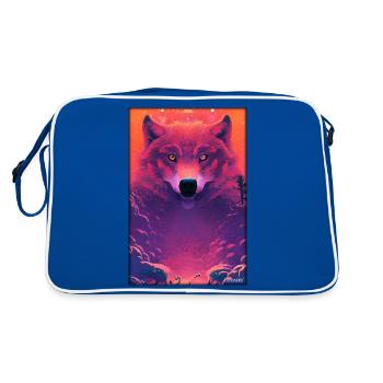 Loup Animal Motif Nature Nuages sauvages Mystique - Sac Retro - bleu/blanc - Dos