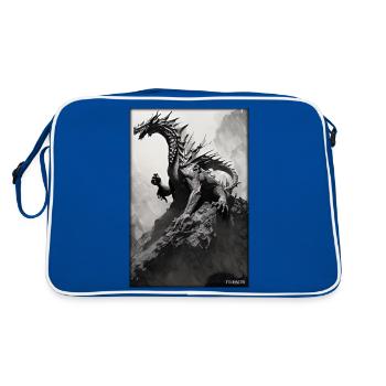 Dragon Créature Fantastique Noir Blanc 1 - Sac Retro - bleu/blanc - Dos