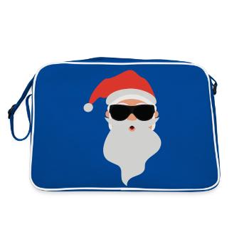 Modern Santa Claus wears dark glasses - Retro Bag - blue/white - Back