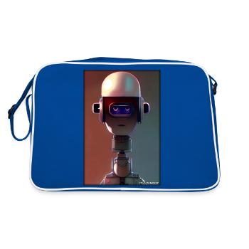 Robot Future Technology Science Android - Retro Bag - blue/white - Back