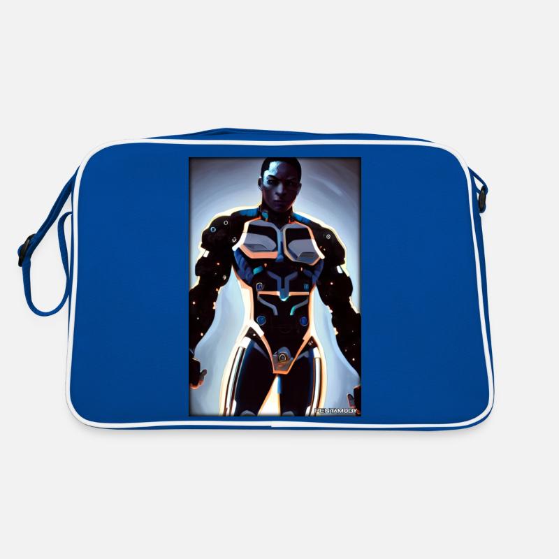 Cyborg Mann Zukunft Sci-Fi Maschine Technik Retro Tasche