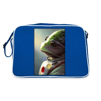 Frog Amphibian Astronaut Future Sci-Fi Technology - Retro Bag - blue/white - Back