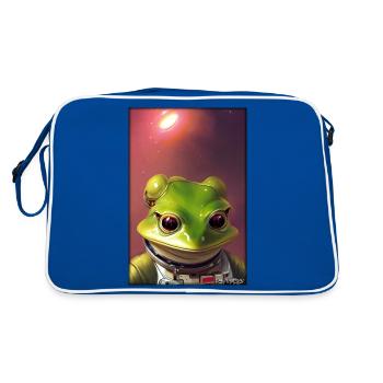 Frog Amphibian Astronaut Future Sci-Fi Technology - Retro Bag - blue/white - Back