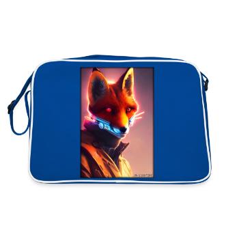 Fox Wildlife Cyber Neon Punk Future Sci-Fi - Sac Retro - bleu/blanc - Dos
