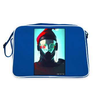 Santa Claus Christmas Future Cyber Neon Punk - Retro Bag - blue/white - Back
