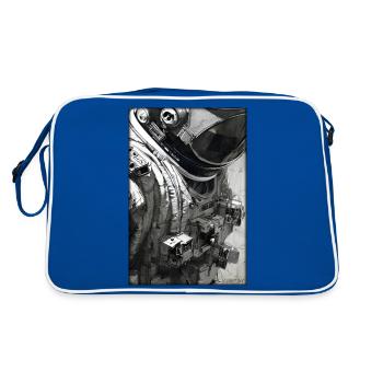 Astronaut Zukunft Sci-Fi Technik - Retro Tasche - Blau/Weiß - Hinten