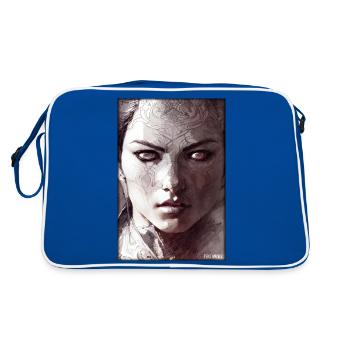 Guerrier Femme Épée Vintage Noir Blanc - Sac Retro - bleu/blanc - Dos