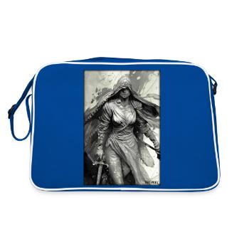 Guerrier Femme Épée Vintage Noir Blanc - Sac Retro - bleu/blanc - Dos