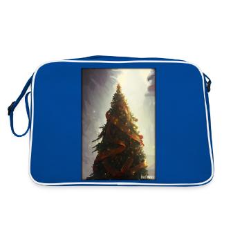 Weinachten Weihnachtsbaum weihnachtlich Winter - Retro Tasche - Blau/Weiß - Hinten