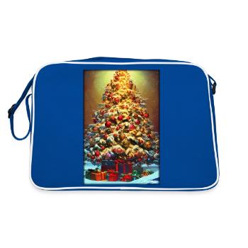 Weinachten Weihnachtsbaum weihnachtlich Winter - Retro Tasche - Blau/Weiß - Hinten