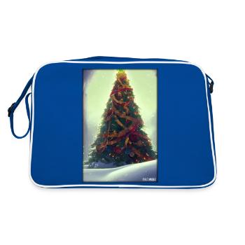Weinachten Weihnachtsbaum weihnachtlich Winter - Retro Tasche - Blau/Weiß - Hinten