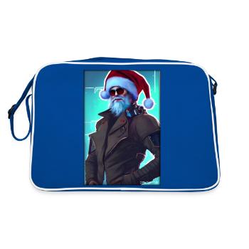 Santa Claus Christmas Future Cyber Neon Punk - Retro Bag - blue/white - Back