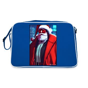 Santa Claus Christmas Future Cyber Neon Punk - Retro Bag - blue/white - Back