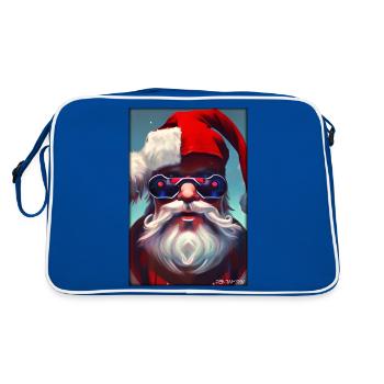 Santa Claus Christmas Future Cyber Neon Punk - Retro Bag - blue/white - Back