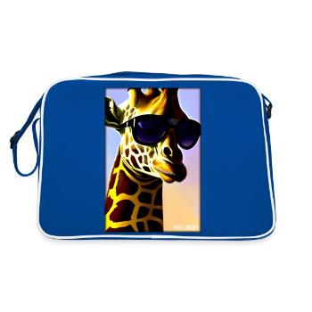 Giraffe Sonnenbrille Tierwelt Tiere Zoo Safari - Retro Tasche - Blau/Weiß - Hinten