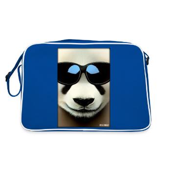 Panda Sonnenbrille Tierwelt Waldtier Tiere Wildnis - Retro Tasche - Blau/Weiß - Hinten