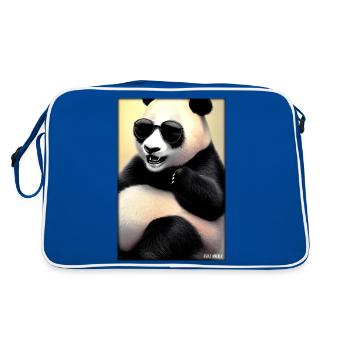 Panda Sonnenbrille Tierwelt Waldtier Tiere Wildnis - Retro Tasche - Blau/Weiß - Hinten