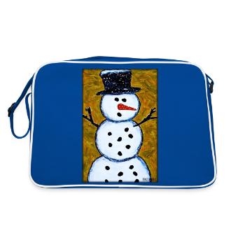 Bonhomme de neige Neige Hiver Noël Avent - Sac Retro - bleu/blanc - Dos