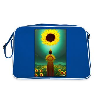 Astéracées de tournesol Fleur Printemps Prairie Verte - Sac Retro - bleu/blanc - Dos