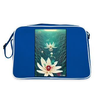 Lilies Lily Family Flower Spring Meadow Green - Retro Bag - blue/white - Back