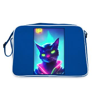 Space Cyber Cat Future Pet Cat Love - Retro Bag - blue/white - Back