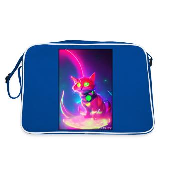 Space Cyber Cat Future Pet Cat Love - Retro Bag - blue/white - Back