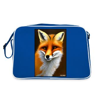 Fuchs Tierwelt Waldtier Tiere Wildnis - Retro Tasche - Blau/Weiß - Hinten