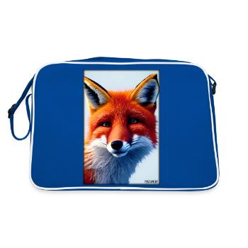 Fuchs Tierwelt Waldtier Tiere Wildnis - Retro Tasche - Blau/Weiß - Hinten