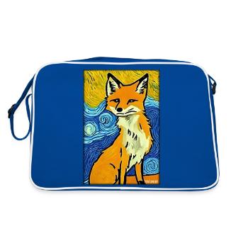 Fuchs Tierwelt Waldtier Tiere Wildnis - Retro Tasche - Blau/Weiß - Hinten
