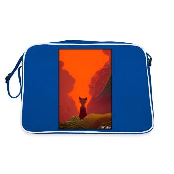 Fuchs Tierwelt Waldtier Tiere Wildnis - Retro Tasche - Blau/Weiß - Hinten