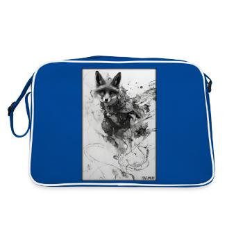 Fuchs Tierwelt Waldtier Tiere Wildnis - Retro Tasche - Blau/Weiß - Hinten