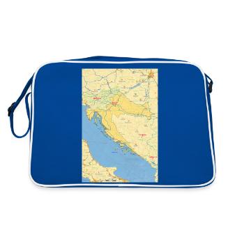 Croatia map with cities, roads, rivers, lakes - Retro Bag - blue/white - Back