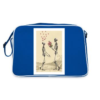 Poster - Wanna be my Valentine? - Valentinstag - Retro Tasche - Blau/Weiß - Hinten