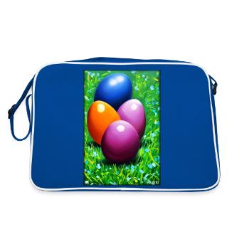Easter Egg Easter Colorful Eggs Holiday - Retro Bag - blue/white - Back