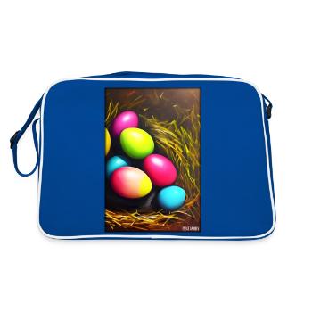 Easter Egg Easter Colorful Eggs Holiday - Retro Bag - blue/white - Back