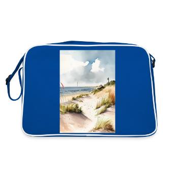 Beach and dunes - Retro Bag - blue/white - Back