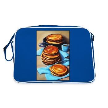 Crêpes Petit déjeuner Nourriture délicieuse Cuisson des aliments - Sac Retro - bleu/blanc - Dos