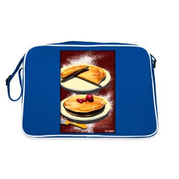 Crêpes Petit déjeuner Nourriture délicieuse Cuisson des aliments - Sac Retro - bleu/blanc - Dos