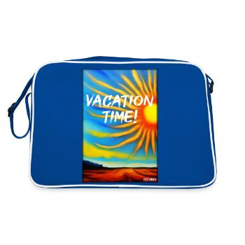 VACATION TIME- Urlaub Sonne Party Strand Meer - Retro Tasche - Blau/Weiß - Hinten
